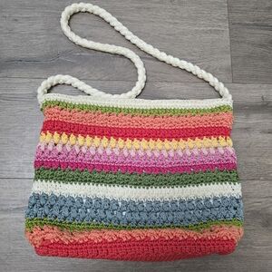 Lina Rainbow Crochet Shoulder Bag Colorful Fun Funky Boho Spring Summer
